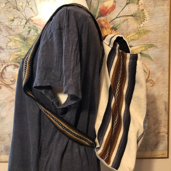 Arte Ecologico Peru Ivory Striped 100% Alpaca Wool Backpack OS - Picture 7 of 14